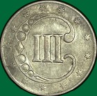 1852 Three Cent Silver Trime Almost Uncirculated Au Coin  41791