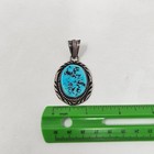 Native American Navajo Handmade Sterling Silver 925 Oval Turquoise Pendant