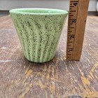 Vintage Usa Pottery Swirl Green Speckled 3-3 8  Flower Pot Planter Mcm Good Cond