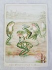 Victorian Frog Themed Card Early Signed Paper Compliment s Of The Season Antique