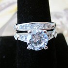 New Cz Stone Elegant Micro Paved 2 Ring Silver Platinum Rhodium Sz 5  6  7  8  9