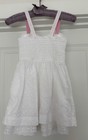 Cherokee Girls White Eyelet Smocked Fit   Flare Dress Bow Ruffle S 6x
