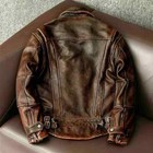 Men   s Motorcycle Vintage Cafe Racer Distressed Brown Biker Real Leather Jacket