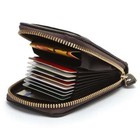 Genuine Leather Men Wallet Credit Card Holder Rfid Blocking Zipper Pocket Thin
