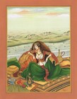 Persian Miniature Painting Of Persian Queen Sitting On Terrace 10 5x13 5 Inches