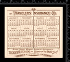 Travelers Insurance Hartford 1891 Calendar Fulton Steamboat Ship Trade Card J us