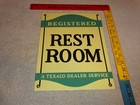 Vintage Texaco Restroom Bathroom Dealer 12  Porcelain Metal Gasoline   Oil Sign 