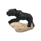 Beautiful Postmodern Black Gloss  Ceramic Black Panther  Sculpture 