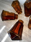 Vintage 60s Hexagon Amber Glass Globes For Light Fixture Set Of 5