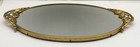 Vintage Vanity Tray Gold Filigree Mirror Flowered Embossed Rim