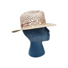 Vtg 80s Mallory By Stetson Straw Hat Fedora Wide Brim Western Boho