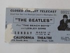 Vtg 1964 The Beatles Concert Closed Circuit Telecast Ticket Stub San Diego Rare 