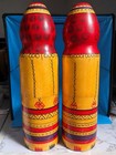 Vintage Ussr Russian Matryoshka Wooden Bottle Holders Soviet Folk Art Set Of 2
