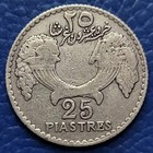 Lebanon 25 Piastres 1929 Silver Coin Km  7 Mintage 600k