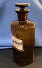 Nice Amber Apothecary Bottle Ground Top Original Label