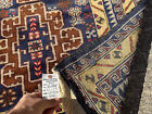 4x6 Blue Vintage Rug Handwoven Geometric Handmade Navy Heriz Antique 4x7 3x7 3x6