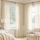 Cream Sheer Curtains 84 Inches Long  4 Panels Set  Light Filtering Rod Pocket