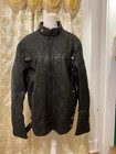 Fashion Wear Men s Black Leather Biker Jacket Size L Full Zip Stand-up Collar