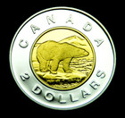 2000   2 Silver Toonie Uncirculated Fully Proof - 24k Gold Inlay