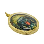 Maha Kali Red Tongue Om Hindu Amulet Pendant Gold Plated Frame Spiritual Gift  5