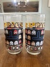 Vintage 6    Pac Man Glasses 1980 Lot Of 2 Shadow And Pokey Bally Midway Mfg Co 