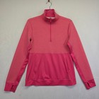 Adidas Jacket Women M Pink Striped Climalite 1 2 Zip Athleisure Sport Fitted