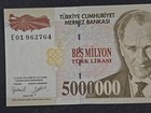 1997 Turkey 5 000 000 Lira - Pick  210b - Crisp Au   Stk a