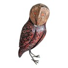 Hand Painted Rustic Wooden Owl Carving Wire Feet 13  Tall Statue Read