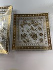 Vintage Georges Briard Gold Floral Glass Tray Set Mcm Signed 2pc