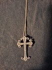 Vintage Sterling Silver Marcasite Cross Pendant Brooch Pin Th Estate 40s 50s 925