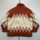 Vintage 70s Cowichan Knit Cardigan Sweater Hand Made Full Zip Southwest Aztec Md