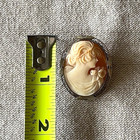 Antique Shell Cameo Brooch Pin Silver Filligree Romantic Coquette Cottagecore