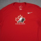 Canada Hockey Shirt Mens Medium Red Black Nike Tee Dri Fit Long Sleeve Athletic