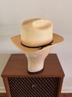 1950s Gold Label Straw 7 1 8 Fedora Hat Vintage Mcm 50s Summer Picnic Western
