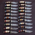 Lot Of 20pcs  6  Damascus Skinner Knives Stag Horn Handle With Sheath