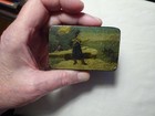 Early Antique Paper Mache Snuff Box  russian Soldier Hand Painted 