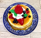 Fake Strawberry   Blueberry Pancakes With Maplesyrup Breakfast Food Display Prop