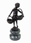 Antique 1914 Suzanne Bizard Bronze Sculpture     Signed French Artist  Marble Base