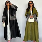 Embroidery Open Kimono Abaya Dubai Women Long Dress Muslim Kaftan Robe Turkey