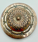 Vintage Sterling Silver Hand Stamped Sunburst Concho Bolo Tie Slide 2    22g