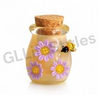 Handblown Glass Stash Jar  Spice Jar  Desktop Storage  Collectible Purple Flower