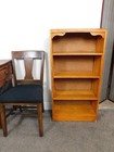 Vintage Mcm 40s Slotted Art Deco Wood Bookshelf Bookcase Encyclopedia 44  Ships 