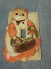 Takahashi Ceramic Light Switch Cover soap Dish Cat Cottage Floral Basket