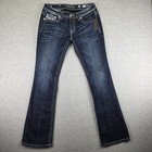 Miss Me Jeans Womens 30 Blue Bootcut American Flag Stars Sequin Rhinestone Nwt