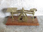 Vtg Warranted Accurate England Postal Office Scale Brass Wood No Weights See Pic