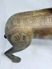 Decorative Antique Islamic Silver Inlaid Bronze Of A Ram With Prominent Horns