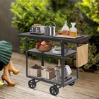Rolling Bar Cart Industrial Mobile Serving Cart Trolley Kitchen Storage 3 Tiers 