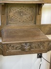 Large Antique Carved Oak Hall Tree With 2 Umbrella Stands   Coat Racks