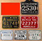 Lot 6 Vintage Metal Bicycle License Plates  Bethlehem  Bowling Green  Marietta
