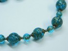 Vtg Blue Venetian Art Glass Beaded 19  Necklace   Clip On Earrings Set Italian